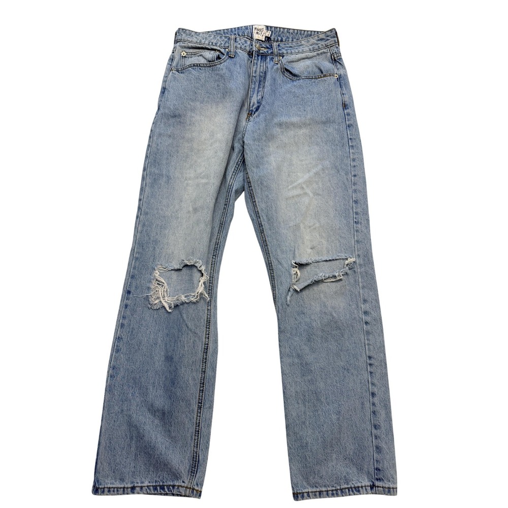 Princess Polly Straight Jeans Womens 6 Blue Wash High Rise‎ Distressed 31x28